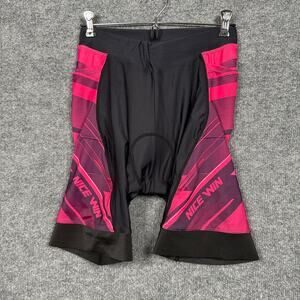 Nicewin Womens Size Large Bike Shorts Black Pink Cycling Padded 3 Pockets Biking